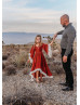 Copper Orange Velvet High Low Bohemian Hippie Flower Girl Dress